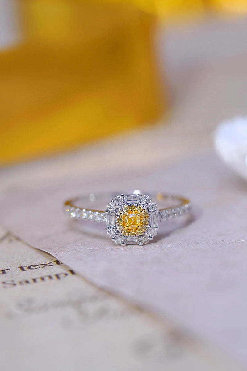 18K White Gold 0.40 ctw Yellow Diamond Engagement Ring for Women