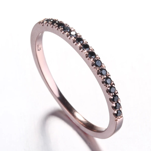 18k Rose Gold Black Diamond Half Eternity Ring for Women