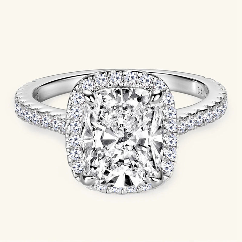 Sterling Silver Moissanite Diamond Engagement Ring 4 ctw