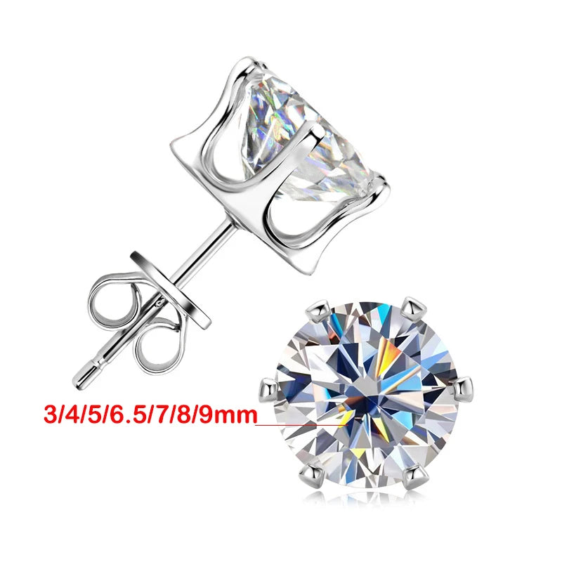 925 Sterling Silver Moissanite Stud Earrings for Women