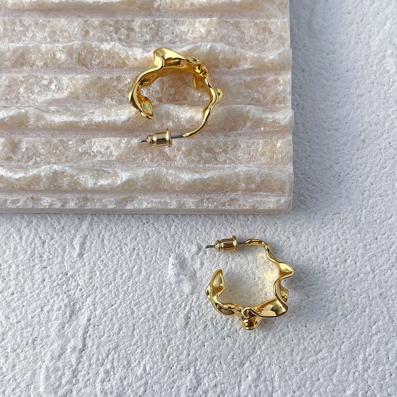 ENFASHION Piercing Hoop Earrings For Women Christmas New In Ruffle Earings Fashion Jewelry Gold Color Pendientes Mujer E221447