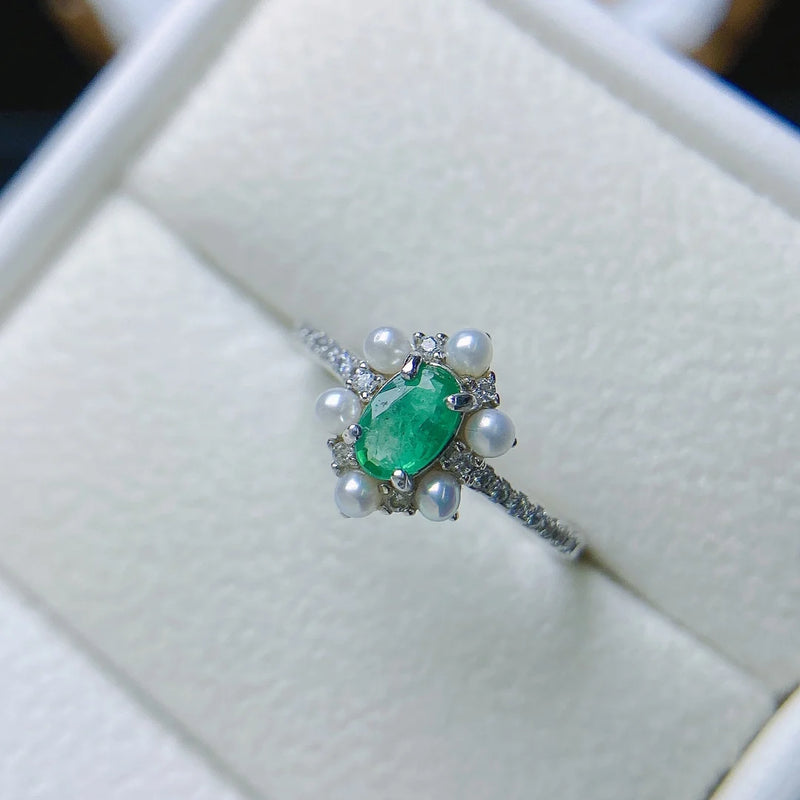 Sterling Silver 0.40 Carat Emerald Ring for Women