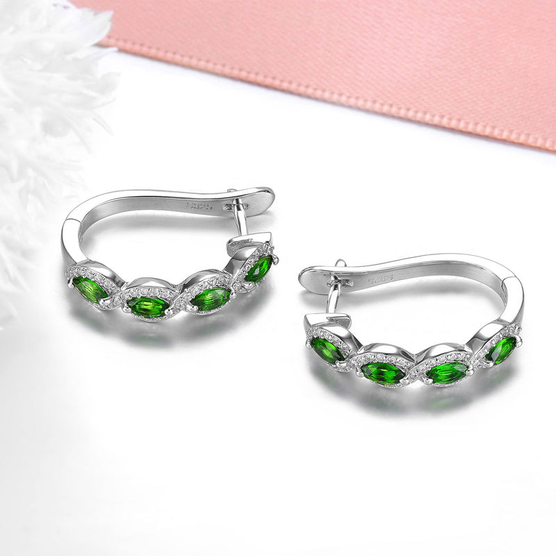 Sterling Silver Chrome Diopside 1.80ct Hoop Earrings for Women