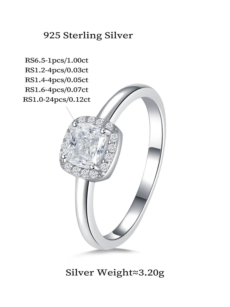 Sterling Silver Moissanite Ring for Women