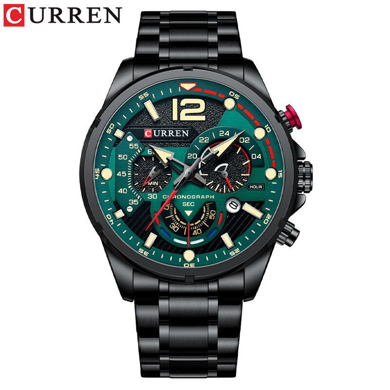 Stainless Steel Chronograph Waterproof Wristwatch for Men