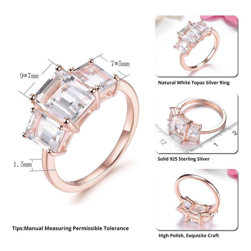 Sterling Silver 925 Rose Gold Plated White Topaz 4.50ct Ring for Women