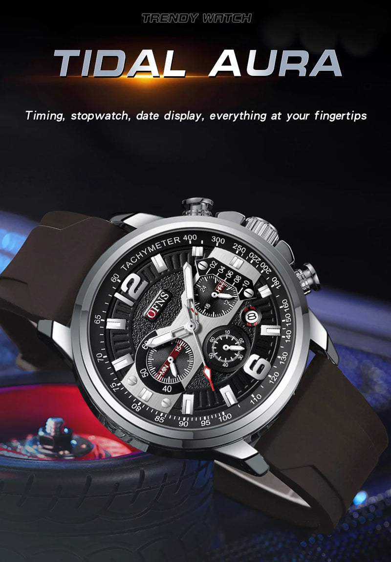 Stainless Steel Quartz Chronograph Luminous Watch for Men