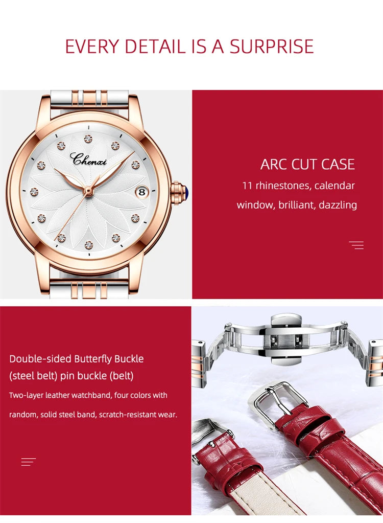 Stainless Steel Diamond Automatic Waterproof Luminous Calendar Watch for Men