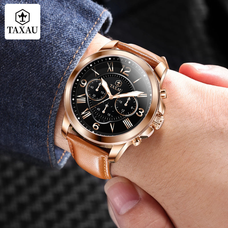 Quartz Leather Multifunction Watch for Men