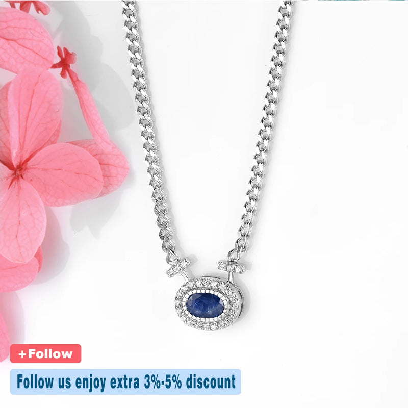 Sterling Silver Blue Sapphire Necklace 0.80 ctw