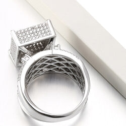 Gold Plated Hip Hop Ring with Cubic Zirconia for Men