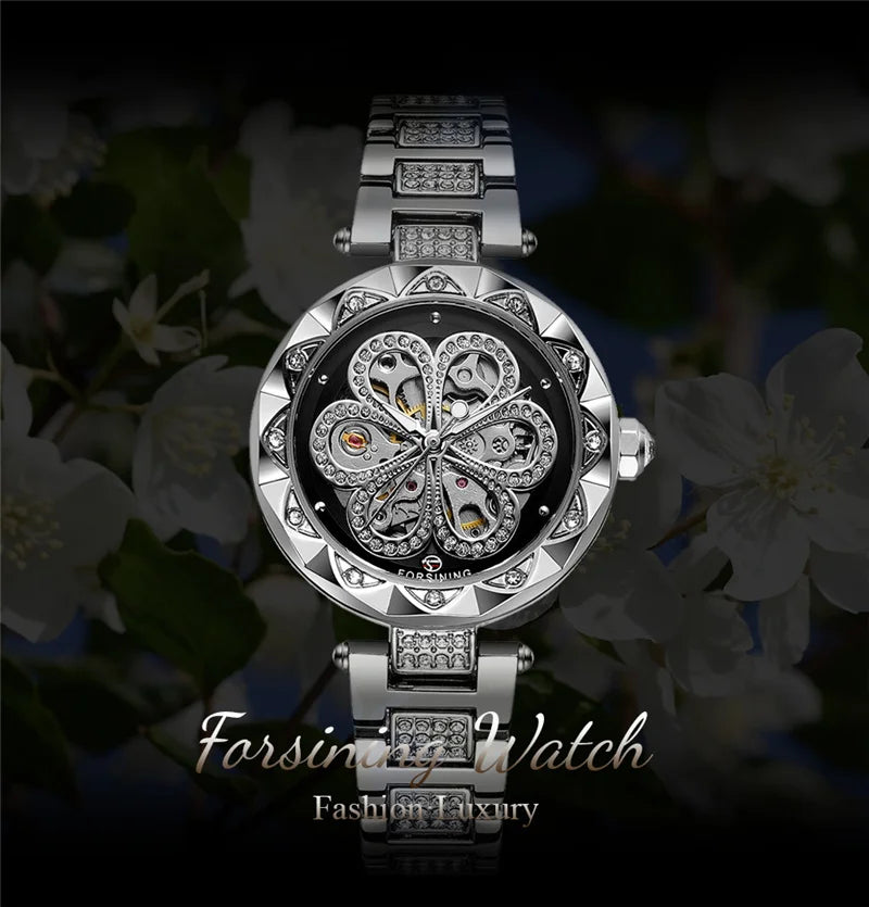 Stainless Steel Flower Swiss-Made Watch for Lady