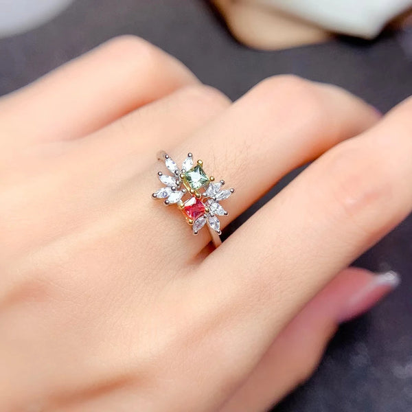 925 Sterling Silver Colorful Sapphire Fashion Ring for Women