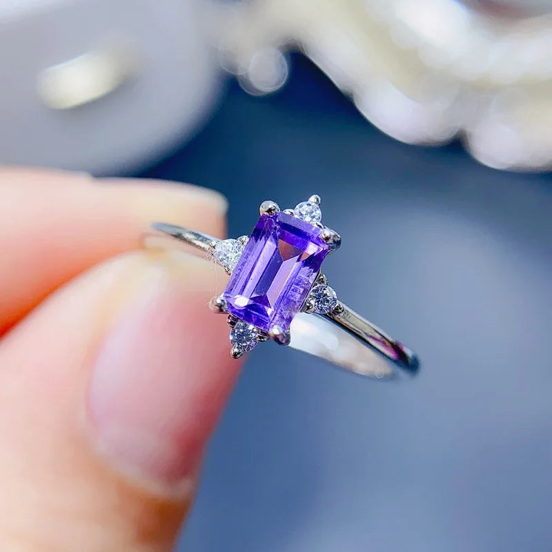 Sterling Silver Amethyst Ring for Female