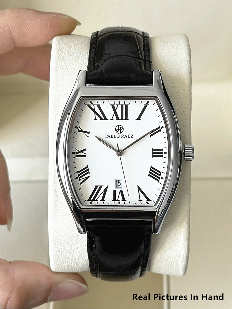 Luxury Men's Quartz Leather Watch with Waterproof Date Feature