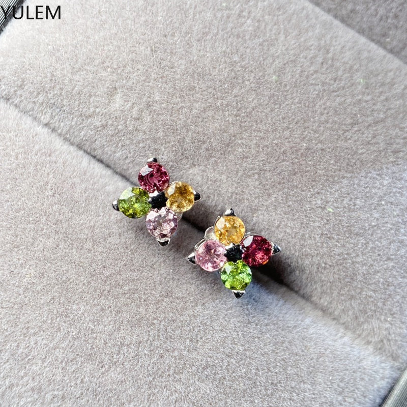 Sterling Silver Tourmaline Stud Earrings for Women