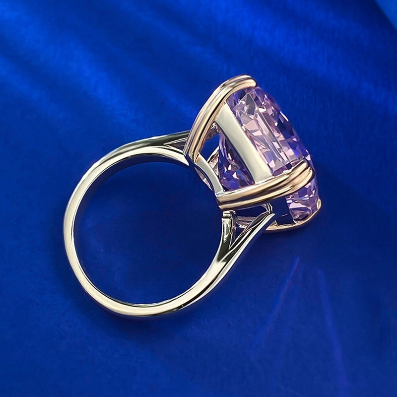 Sterling Silver Crushed Ice Lab Sapphire Ring for Women