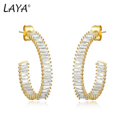 18k Gold Sparkling Zircon Hoop Earrings for Women