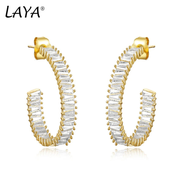 18k Gold Sparkling Zircon Hoop Earrings for Women