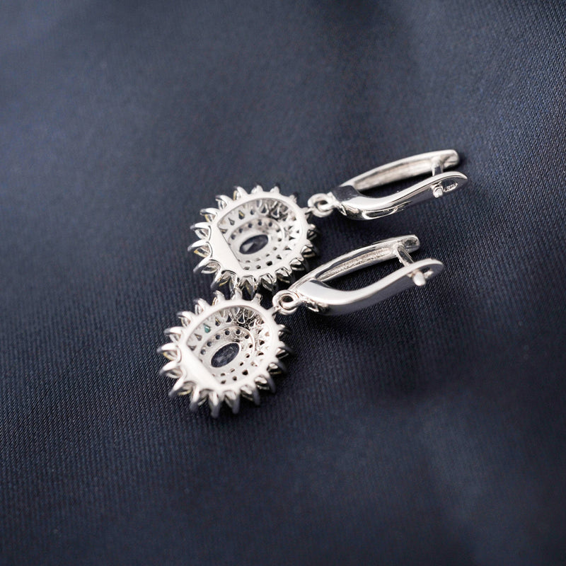 925 Sterling Silver Created Sapphire Earrings for Women