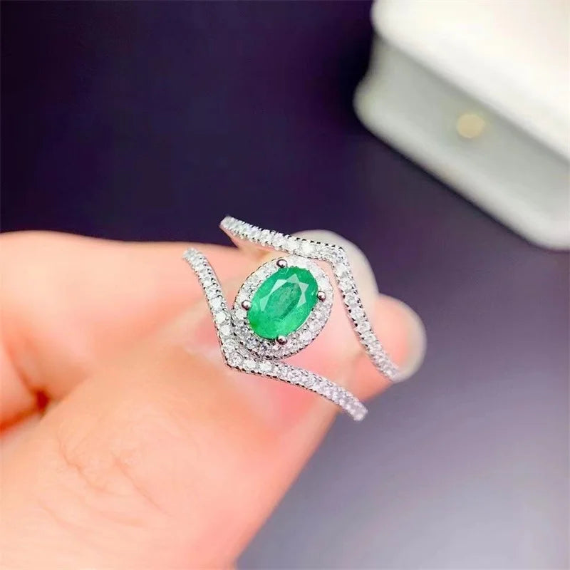 925 Silver Emerald and Ruby Ring for Women