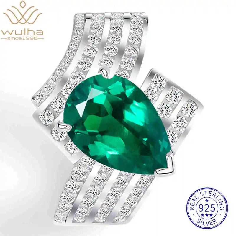 925 Sterling Silver Gemstone Wedding Band with Lab Sapphire, Ruby, Emerald, High Carbon Diamonds