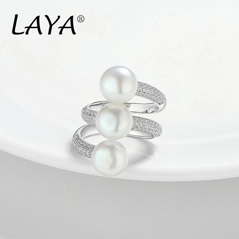 925 Sterling Silver Zirconium White Bead Ring for Women