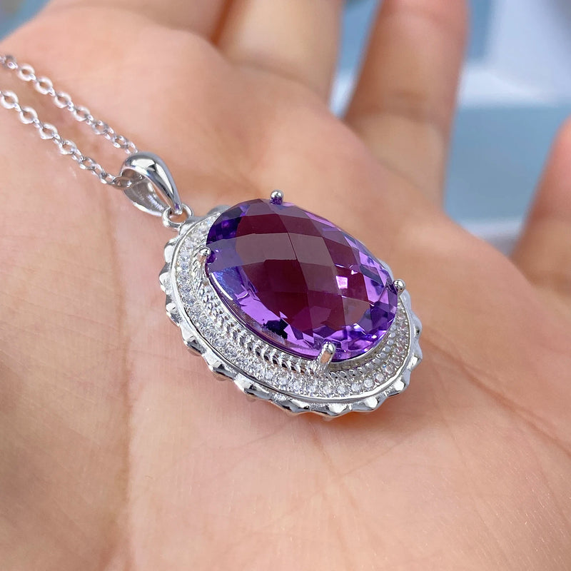 925 Sterling Silver Amethyst Necklace for Women