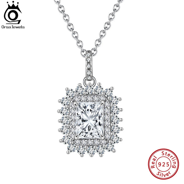 925 Sterling Silver Cubic Zirconia Pendant Necklace for Women