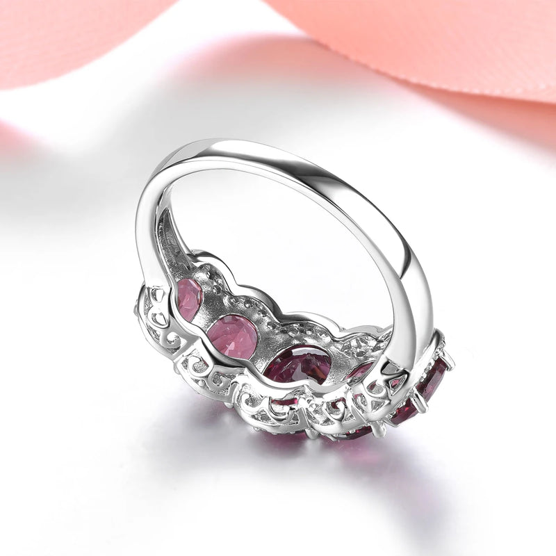 Sterling Silver 4.5 Carat Rhodolite Garnet Ring for Women