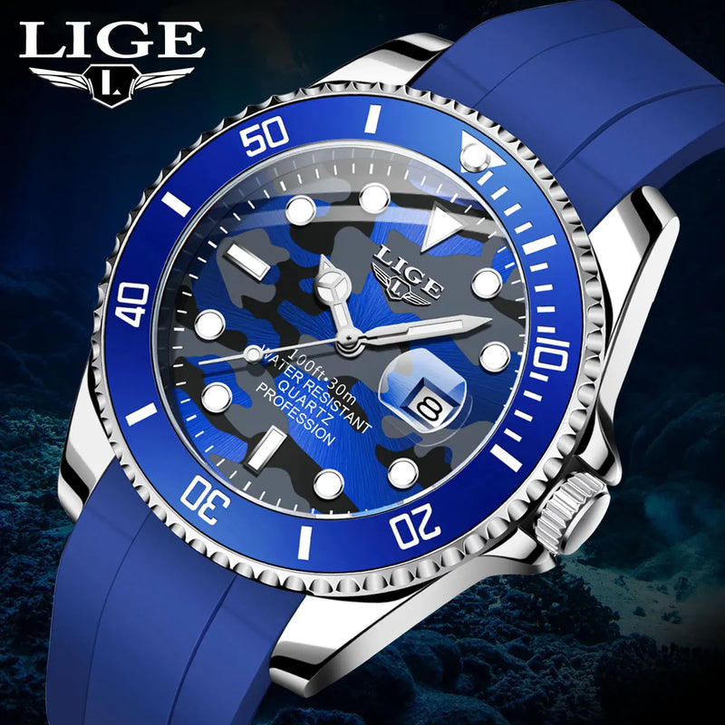 Stainless Steel Silicone Dive Watch for Men