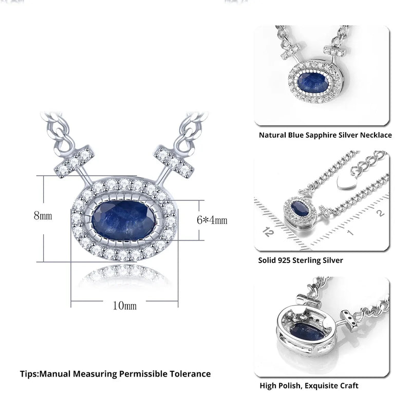 Sterling Silver Blue Sapphire Necklace 0.80 ctw