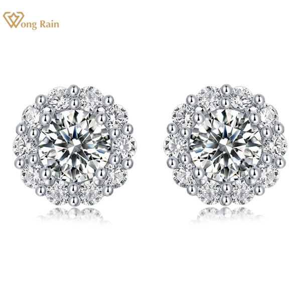 Wong Rain 100% 925 Sterling Silver VVS1 3EX D Color 0.5CT Real Moissanite Diamonds Ear Studs Earrings For Women Fine Jewelry