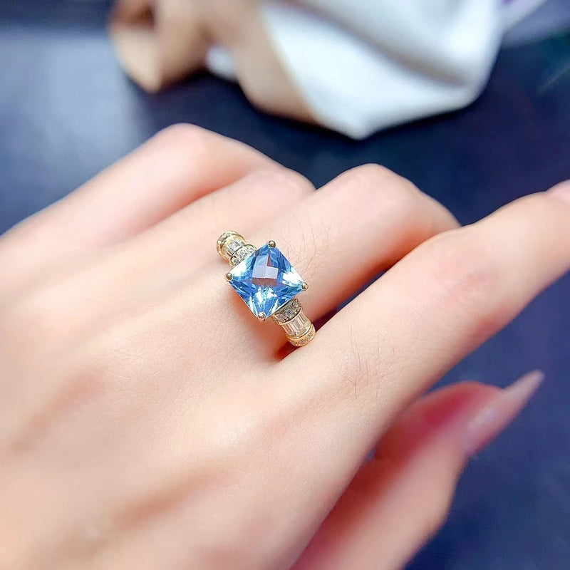 925 Sterling Silver Sky Blue Topaz Ring for Women