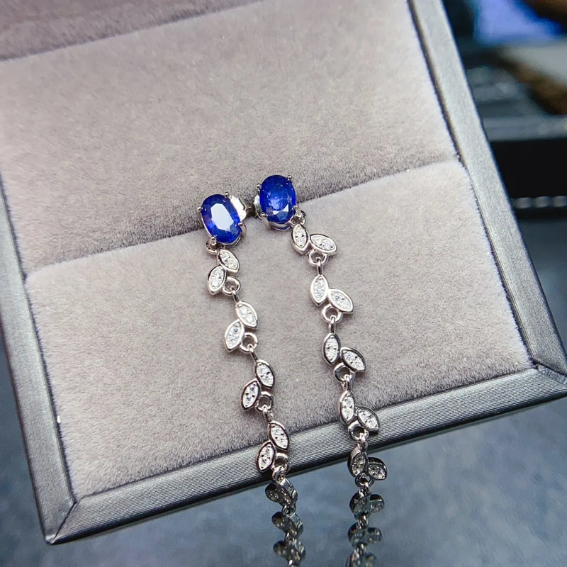 Sterling Silver Natural Sapphire Earrings for Women