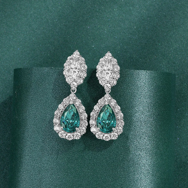 S925 Silver Water Drop Tourmaline Earrings for Women