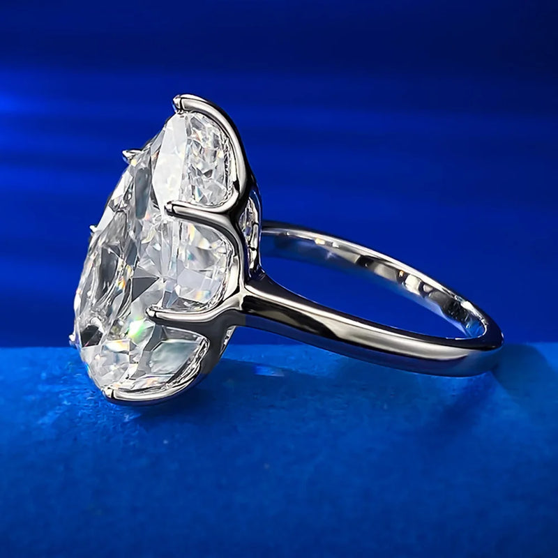 Sterling Silver Pear Shaped White G Lab Diamond Ring for Women