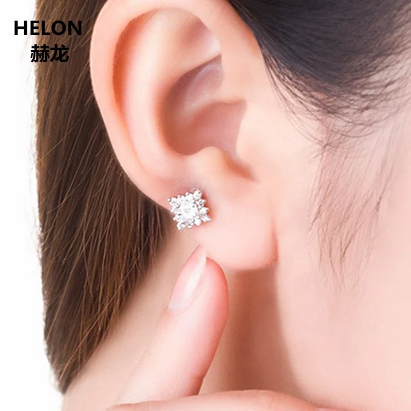 14k White Gold Topaz Stud Earrings for Women