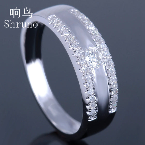 Solid 14K/10K White Gold Genuine Diamond Engagement Ring Band for Women & Men