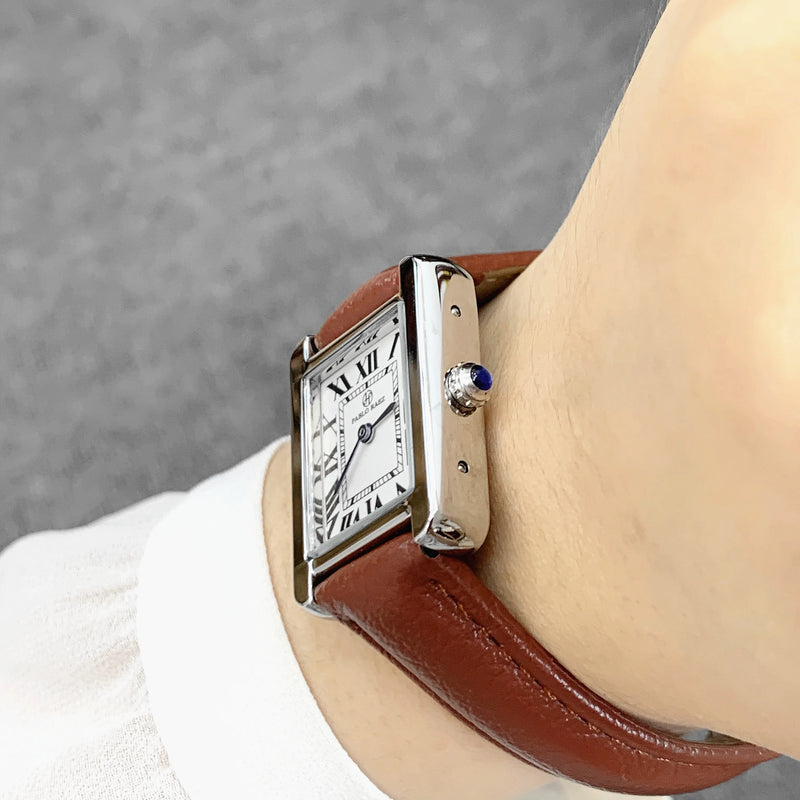 Square Luxury Watch for Women: Top Quality Soft Black Leather Band.