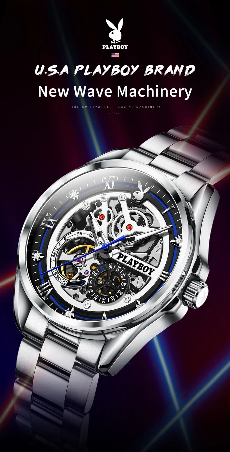 Stainless Steel Automatic Mechanical Watch for Men