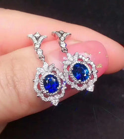 925 Sterling Silver Sapphire Drop Earrings