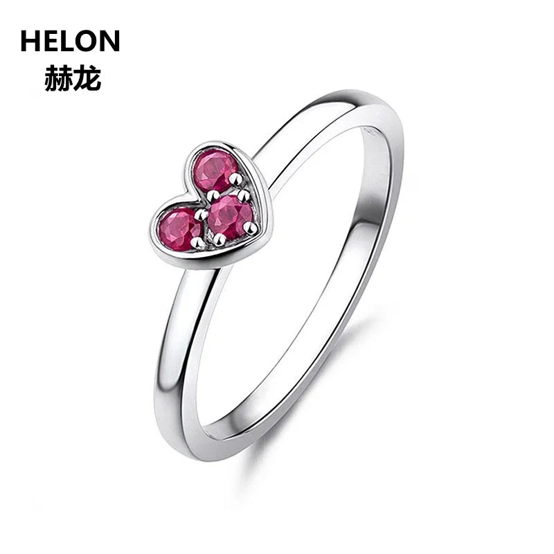 14k White Gold Red Ruby Ring for Women