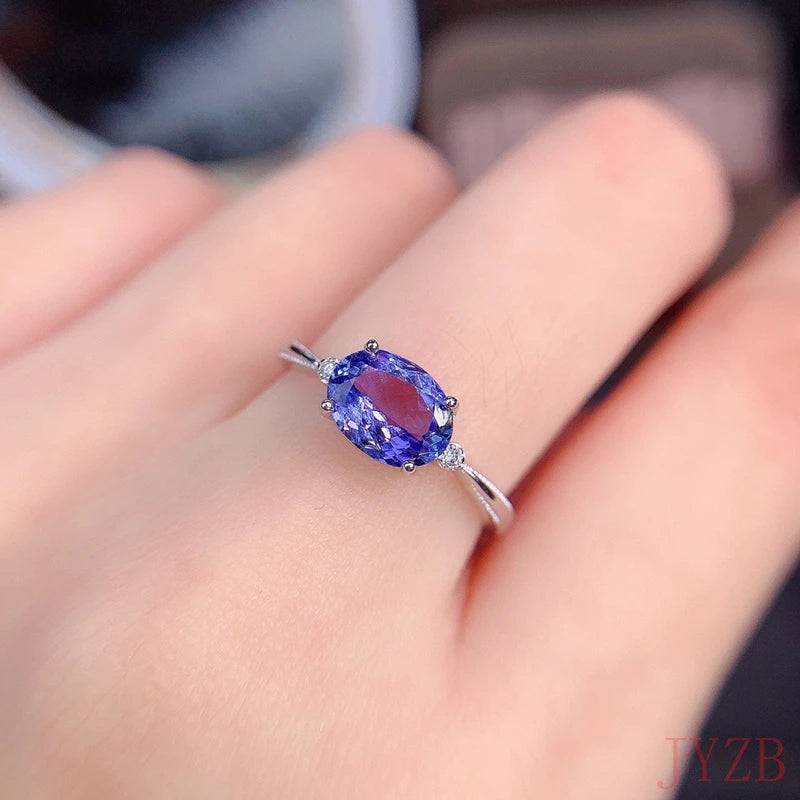 925 Sterling Silver Tanzanite Ring for Women