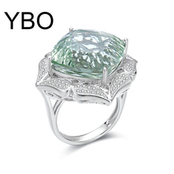 Sterling Silver Green Amethyst Ring for Women