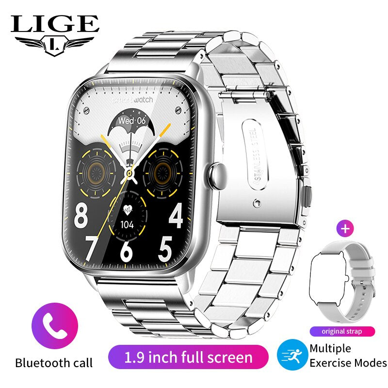 Stainless Steel 1.90 inch Bluetooth Call Full Touch Smart Watch with 100+ Sport Fitness Modes and Waterproofing for Women