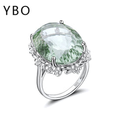 925 Sterling Silver Green Crystal Ring For Women