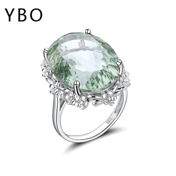 925 Sterling Silver Green Crystal Ring For Women