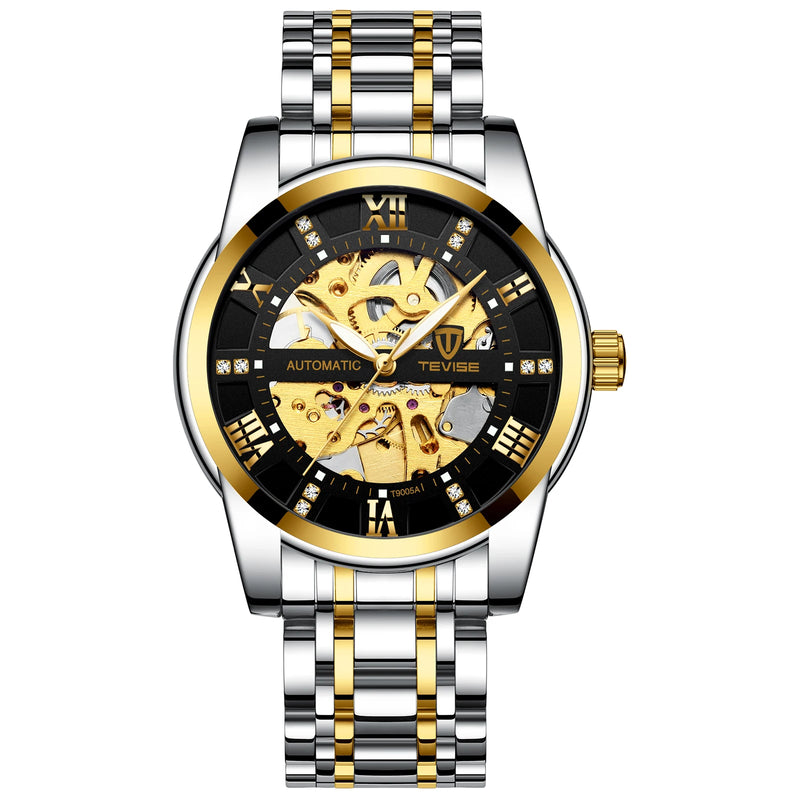 Stainless Steel Skeleton Automatic Mechanical Watch for Men