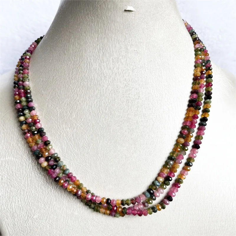 4mm Tourmaline Beaded Choker Necklace